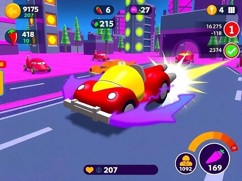 Collecting Chilli Power-ups in Chilli Speedster Chilli Speedster in-game chilli power-up collection